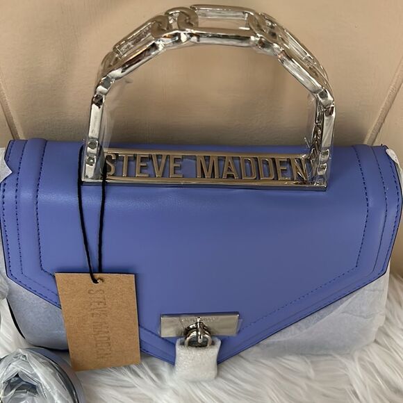 NWT Steve Madden (Ginevra) Lock/Satchel Crossbody - Purple - Picture 6 of 12